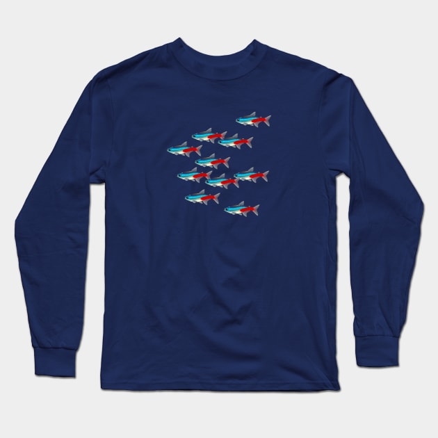 Neon Tetra School Long Sleeve T-Shirt by anacecilia